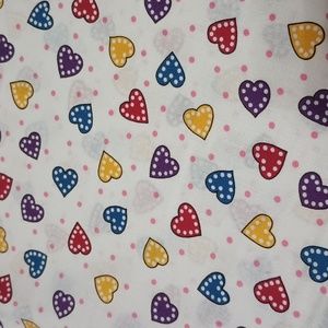 90s VTG 1.25yd Cotton Hearts Dots Fabric